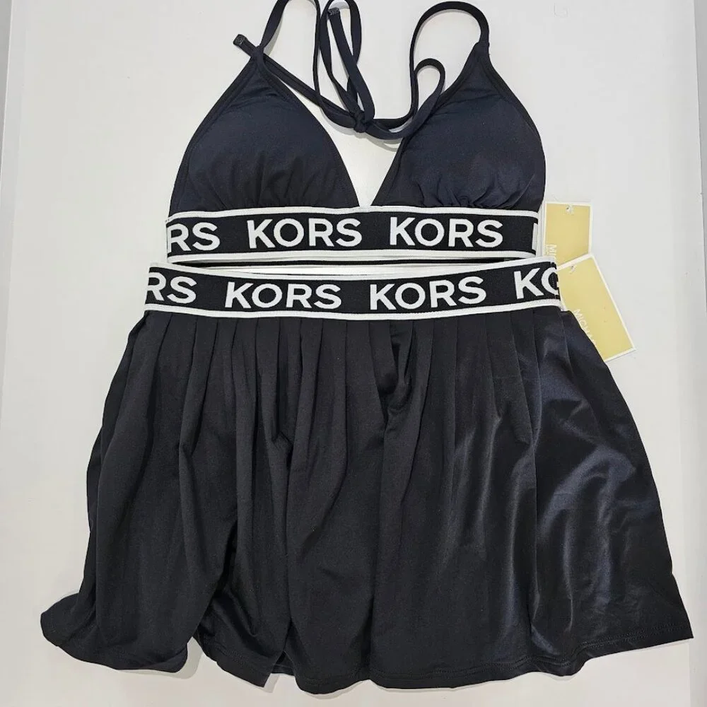 Michael Kors Logo-Elastic Swim Top and Skort - Picture 7 of 11